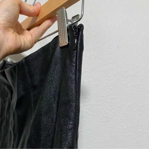 Amanda Uprichard Black Faux Leather Split Hem Pants - Picture 12 of 13